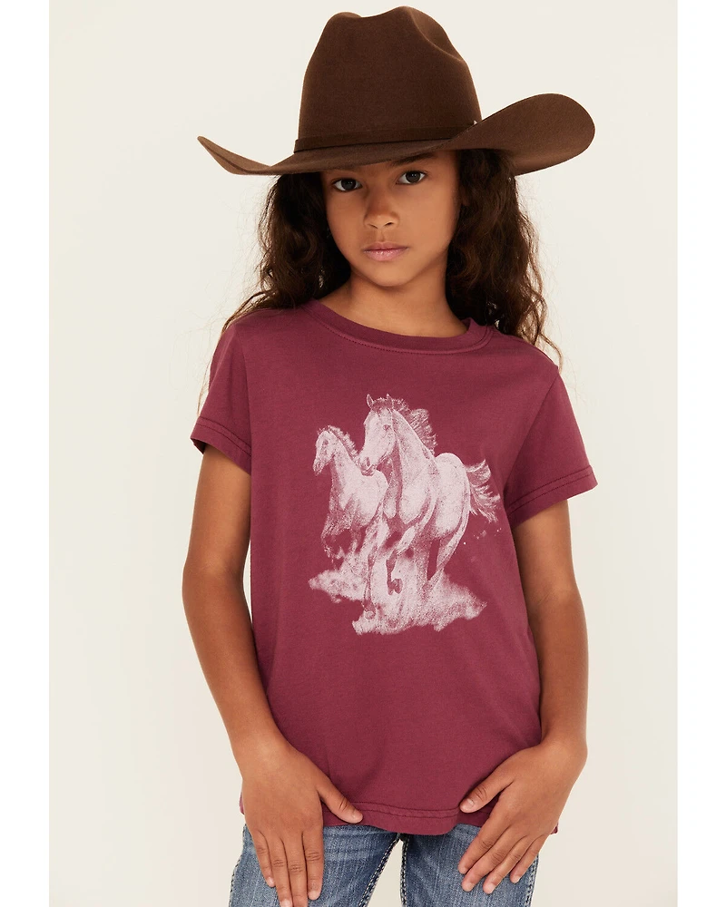 Shyanne Girls' Running Horses Short Sleeve Graphic Tee