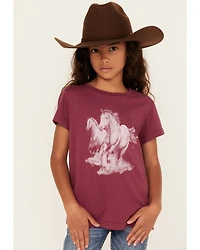 Shyanne Girls' Running Horses Short Sleeve Graphic Tee