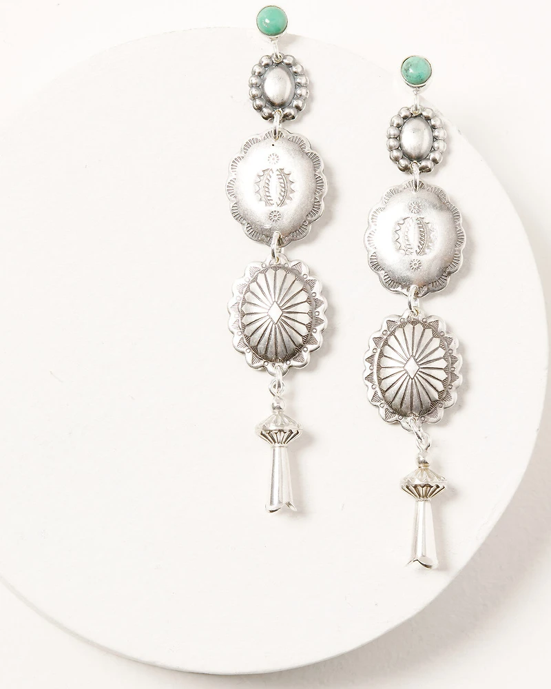 Paige Wallace Women's Turquoise Studded Concho Earrings