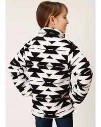Roper Girls' Southwestern Print Fuzzy Polar Fleece Pullover