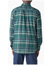 Dickies Men's Flex Plaid Print Long Sleeve Button-Down Flannel Work Shirt
