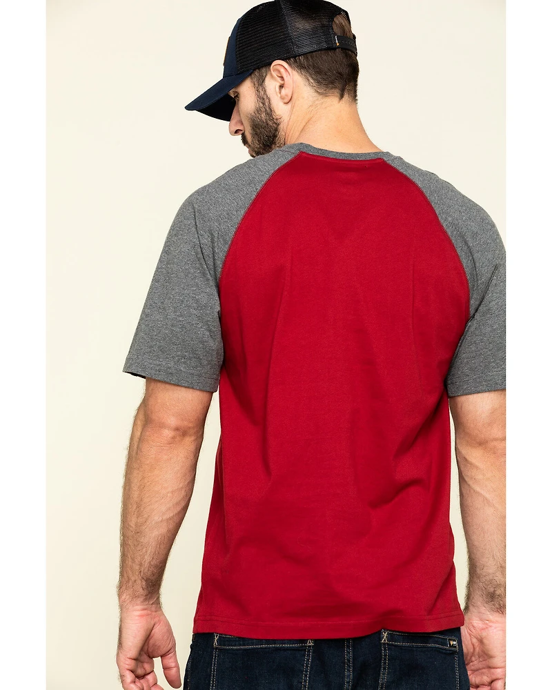 Hawx Men's Red Midland Short Sleeve Baseball Work T-Shirt - Tall