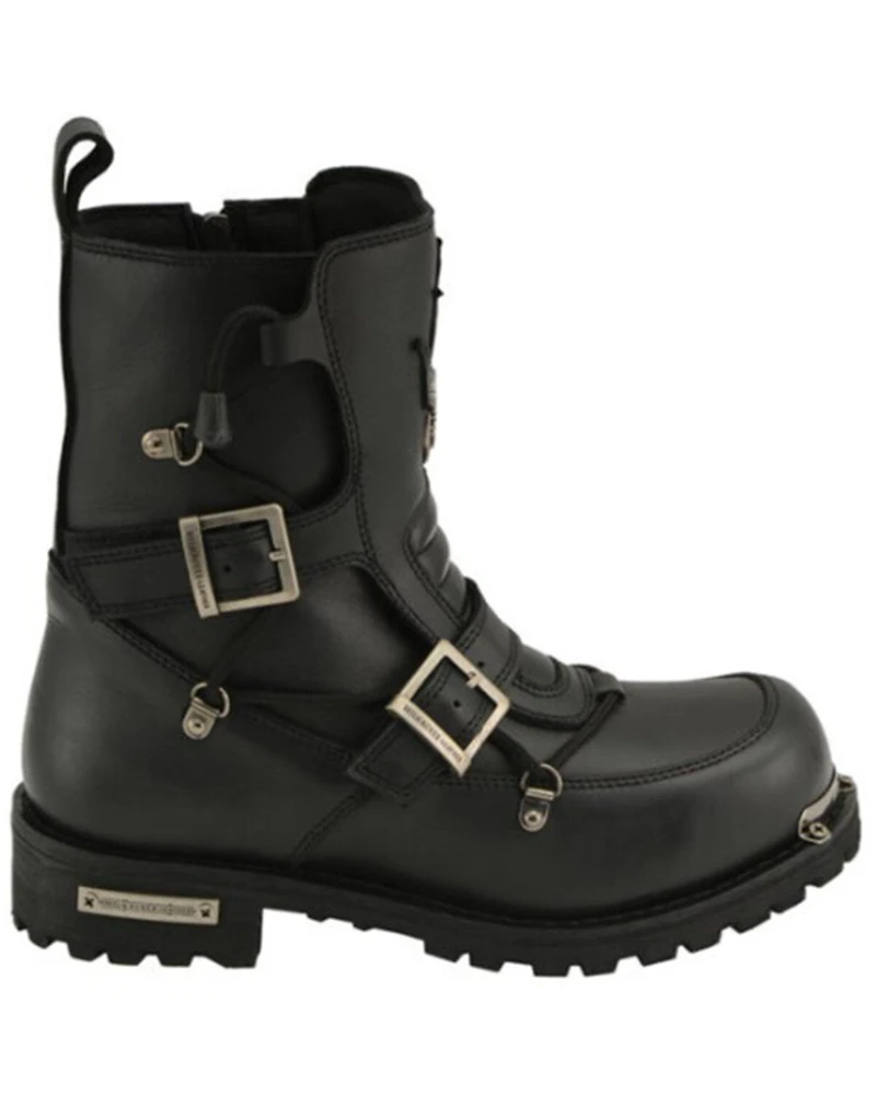 Milwaukee Leather Men's Tactical Buckle Logger Motorcycle Boots - Round Toe