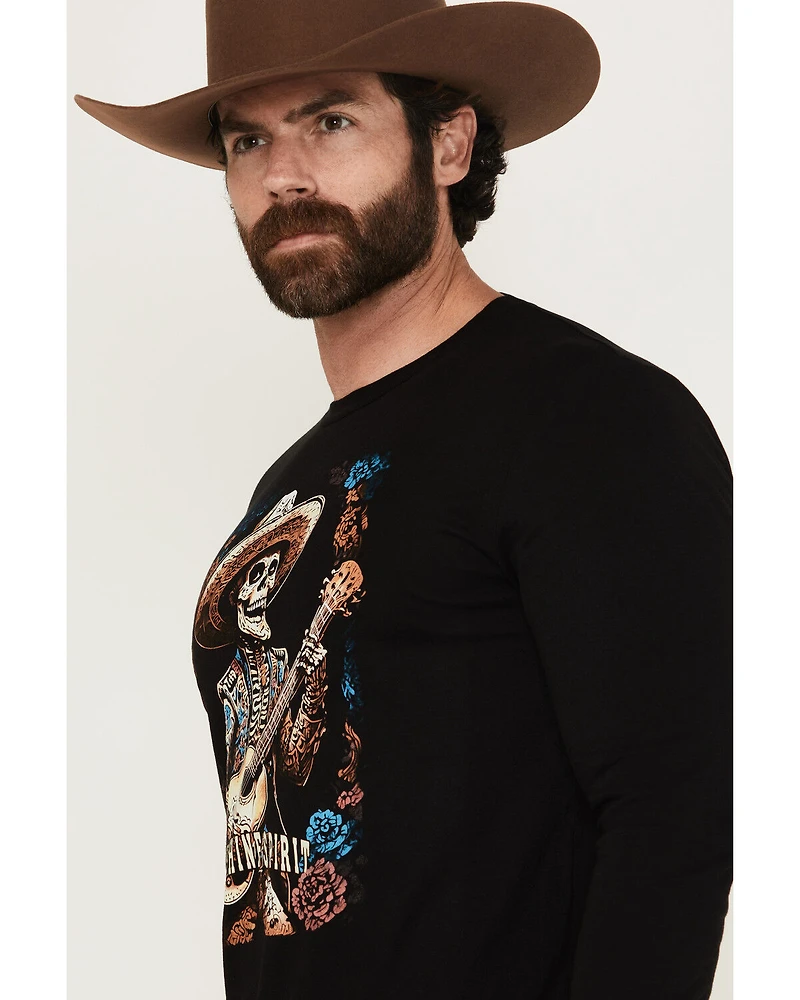 Moonshine Spirit Men's Solo Guitarist Long Sleeve Graphic T-Shirt