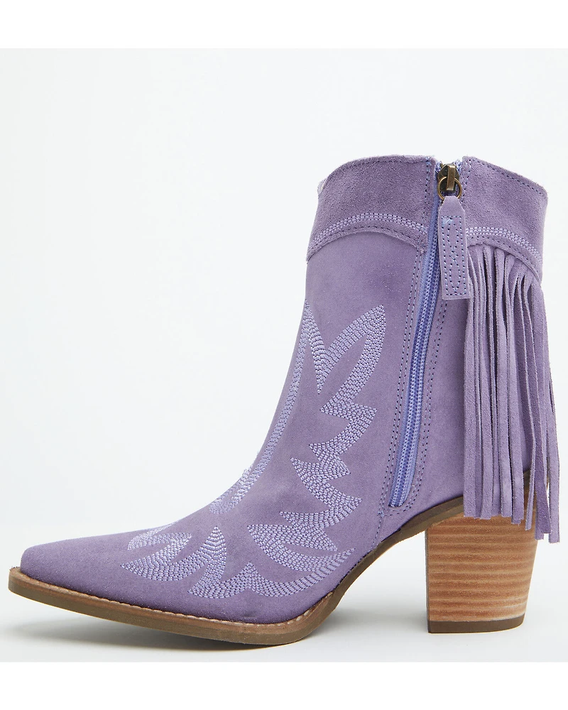 Dingo Women's Wild Sage Suede Fringe Western Booties - Round Toe