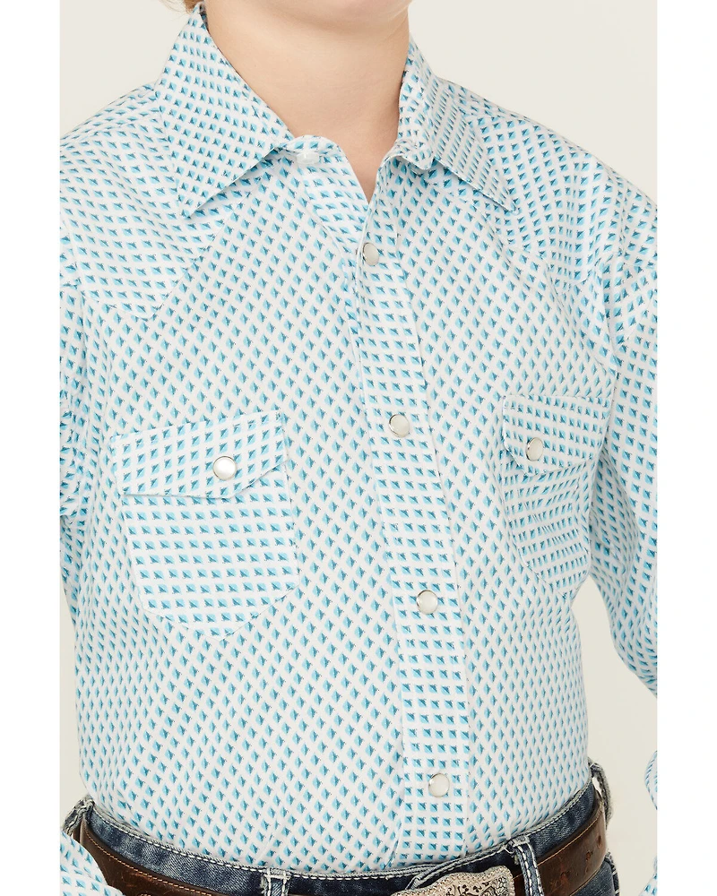 Rock & Roll Denim Boys' Dizzy Geo Print Long Sleeve Pearl Snap Western Shirt