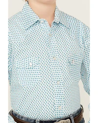 Rock & Roll Denim Boys' Dizzy Geo Print Long Sleeve Pearl Snap Western Shirt