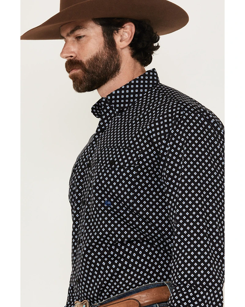 Roper Men's Amarillo Geo Print Long Sleeve Button-Down Western Shirt