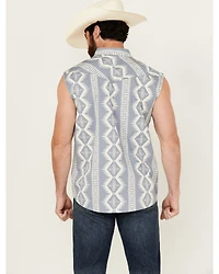 Cody James Men's Blue Sky Southwestern Print Sleeveless Snap Western Shirt
