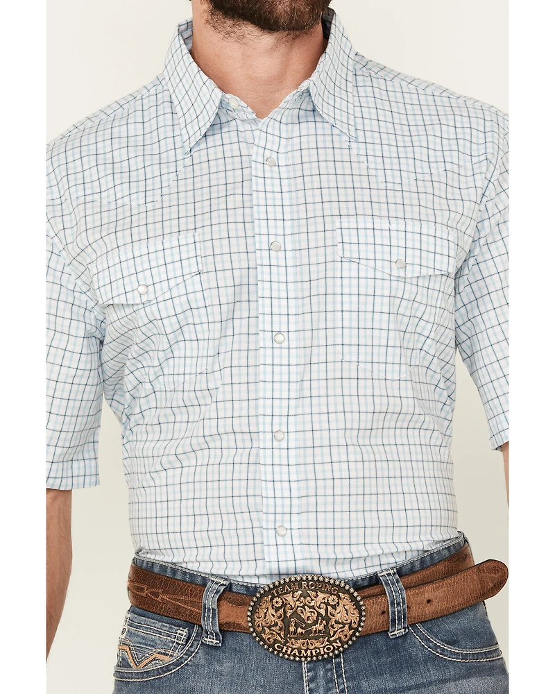 Wrangler Men's Plaid Print Short Sleeve Snap Western Shirt