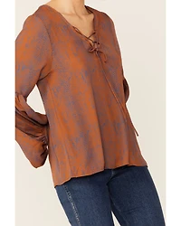 Saints & Hearts Snake Print Tie Front Blouse