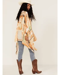 Flying Tomato Women's Patchwork Flowy Kimono