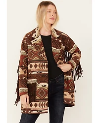 Shyanne Women's Tribal Tapestry Fringe Coat