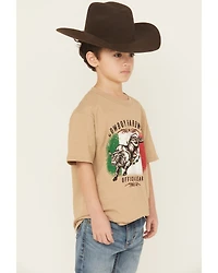 Cowboy Hardware Boys' Mexico Flag Bucking Bull Short Sleeve Graphic T-Shirt