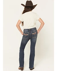Shyanne Little Girls' Scout Dark Wash Embroidered Bootcut Stretch Denim Jeans