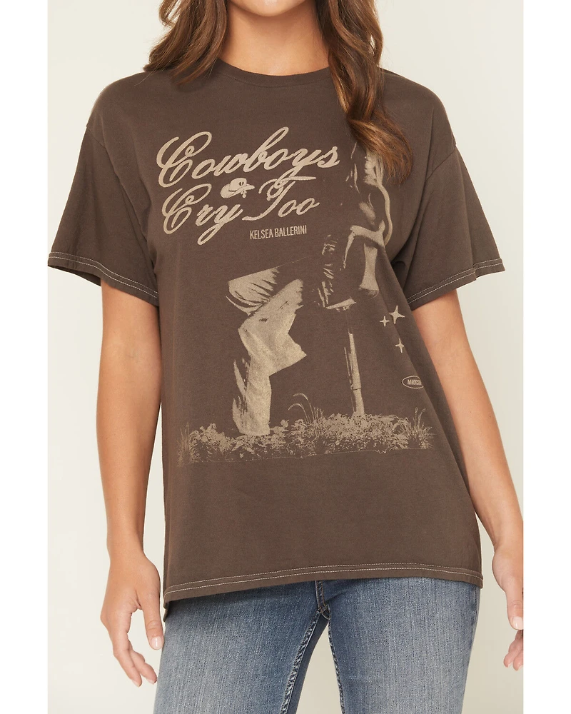 Merch Traffic Women's Kelsea Ballerini Cowboys Cry Too Short Sleeve Graphic Tee