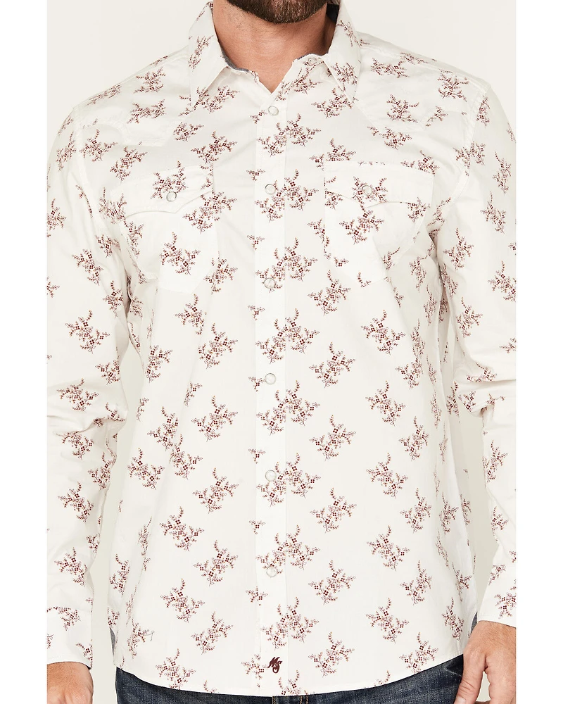Moonshine Spirit Men's the Light Floral Print Long Sleeve Snap Western Shirt