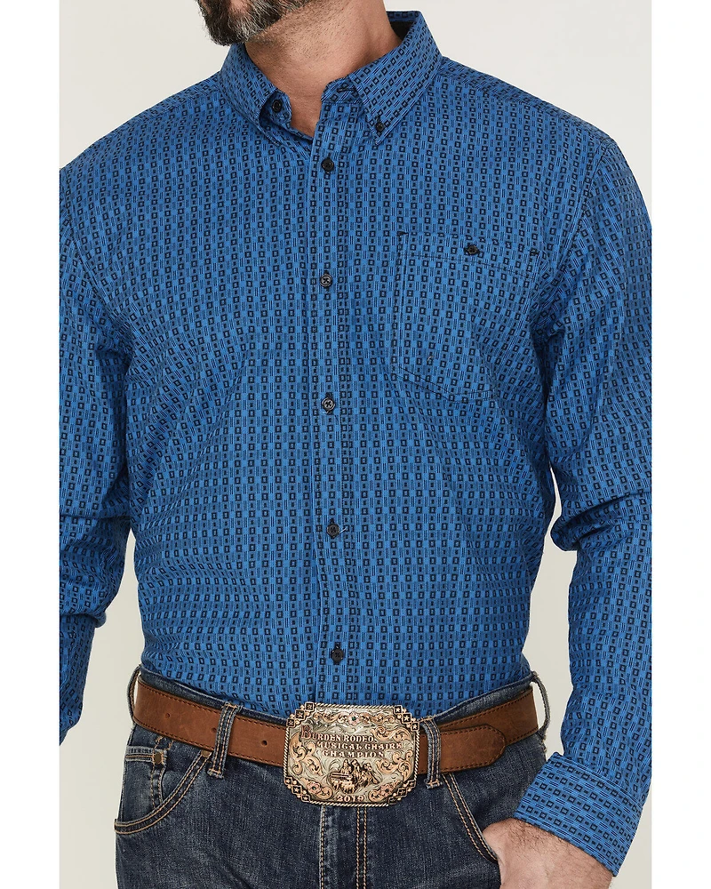 RANK 45® Men's Bulldogger Dobby Geo Button-Down Western Shirt
