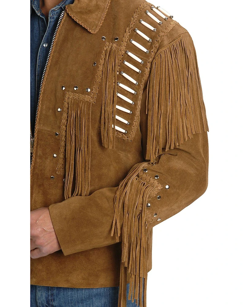 Liberty Wear Bone Fringed Leather Jacket