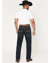 Hooey by Rock Men's Dark Wash Double Barrel Stackable Bootcut Denim Jeans