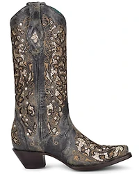 Corral Women's Inlay & Studs Western Boots - Snip Toe