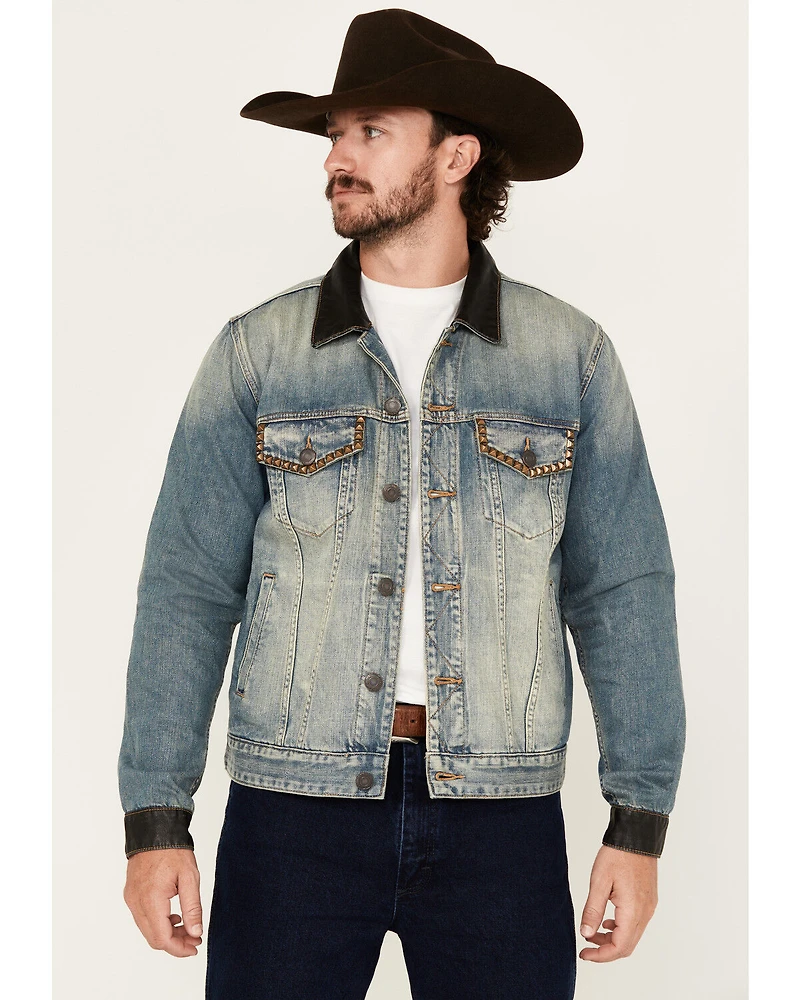 Moonshine Spirit Men's Slasher Medium Wash Denim Jacket