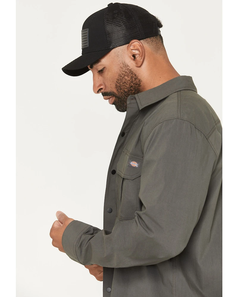 Dickies Men's Tradebuilt Utility Long Sleeve Snap Stretch Work Shirt