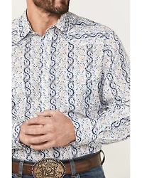 Roper Men's Wallpaper Floral Print Short Sleeve Snap Stretch Western Shirt