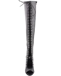 Milwaukee Leather Women's Open Toe Front Knee High Boots - Round