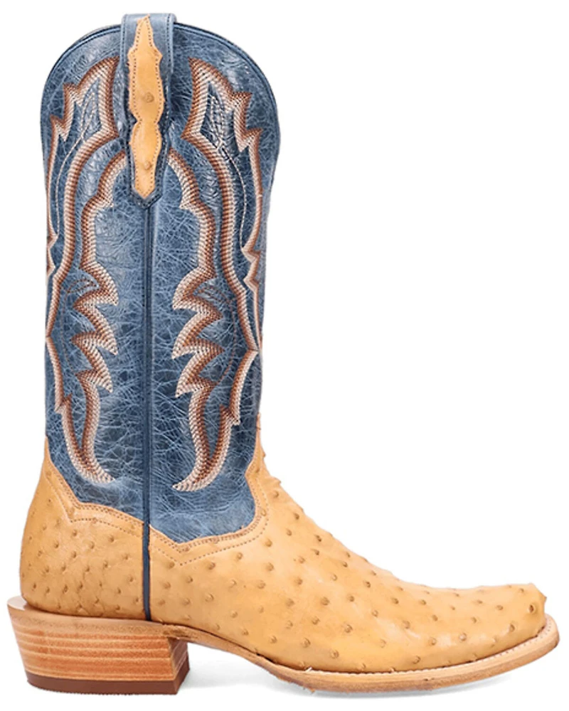 Dan Post Men's Brady Exotic Full-Quill Ostrich Tall Western Boots - Broad Square Toe