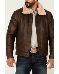 Wrangler Men's Vintage Sherpa Lined Leather Jacket
