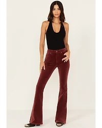 Shyanne Women's Syrah High Rise Velveteen Stretch Flare Jeans