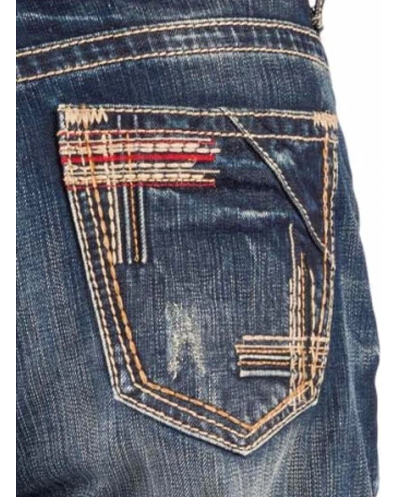 Tin Haul Men's Regular Joe Fit Red Deco Stitching Bootcut Jeans