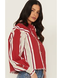 Wrangler Women's Modern Striped Long Sleeve Heritage Snap Western Shirt