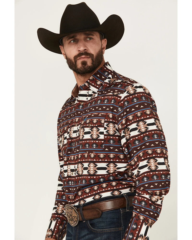 Rodeo Clothing Men's Southwestern Print Long Sleeve Snap Western Shirt