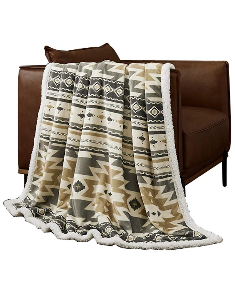 HiEnd Accents Desert Sage Campfire Sherpa Throw