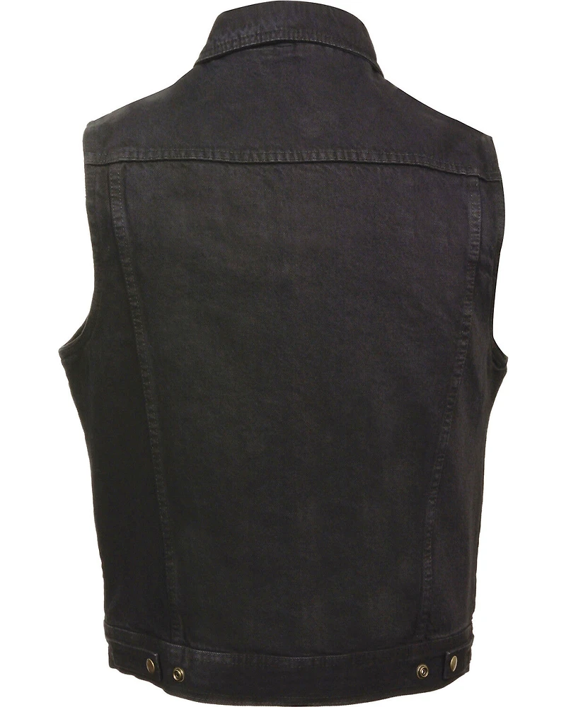Milwaukee Leather Men's Snap Front Denim Vest with Shirt Collar