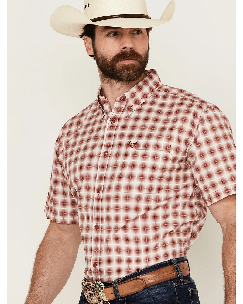 Cowboy Hardware Men's Boot Barn Exclusive Cube Plaid Print Short Sleeve Button-Down Western Shirt