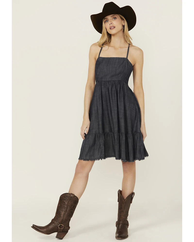 Ariat Women's Calico Chambray Tie Back Mini Dress