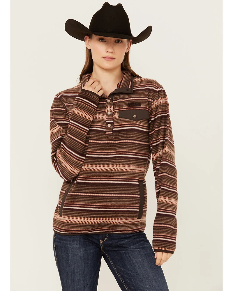 Cinch Women's Serape Striped Print Fleece Pullover