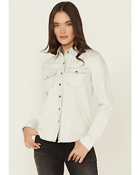 Idyllwind Women's Embellished Light Wash Long Sleeve Snap Denim Shirt