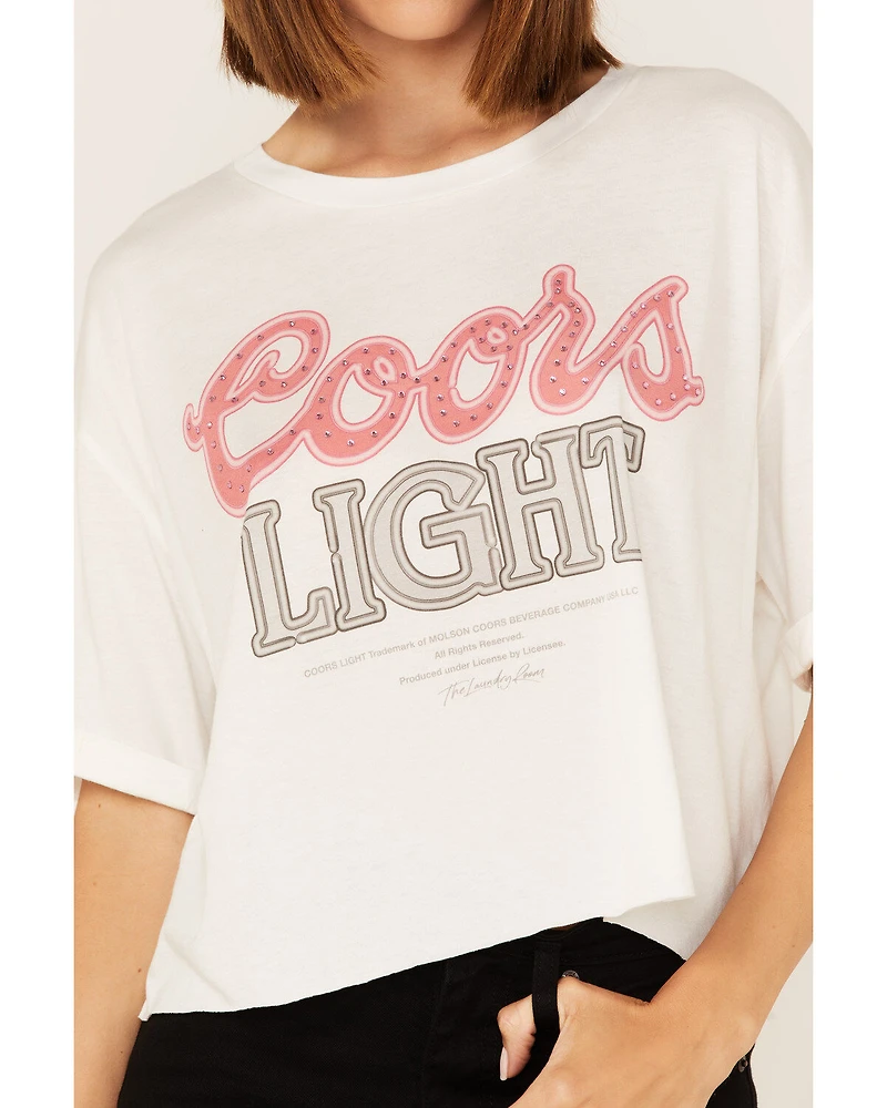 The Laundry Room Women's Coors Light Rhinestone Neon Graphic Tee
