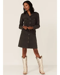 Velvet Heart Women's Long Sleeve Button-Down Denim Mini Dress