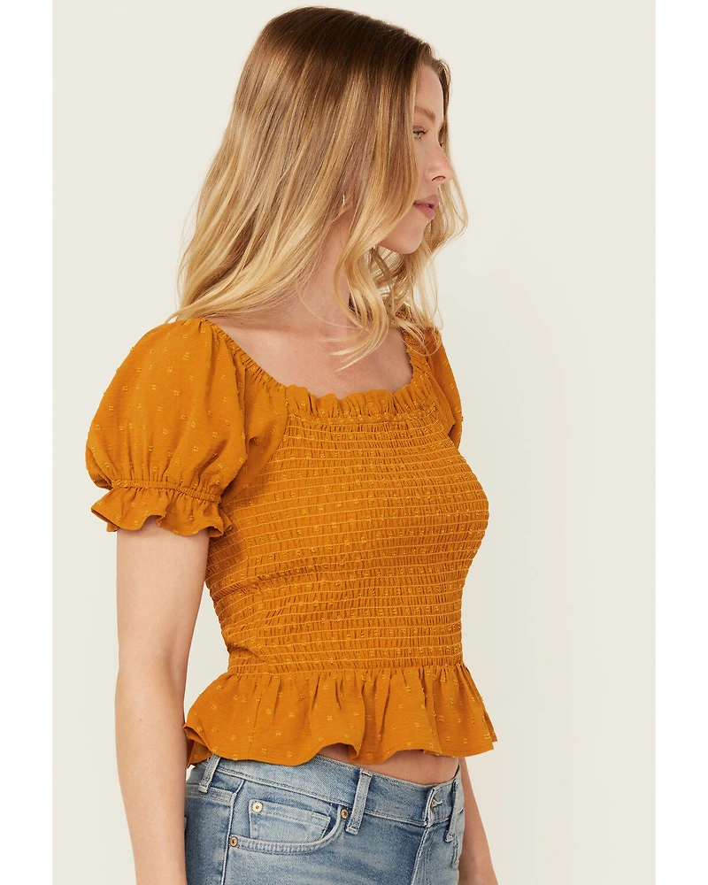 Wild Moss Women's Smocked Short Sleeve Shirt