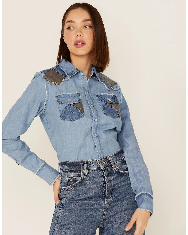 Kimes Ranch Women's KC Patched Denim Western Shirt