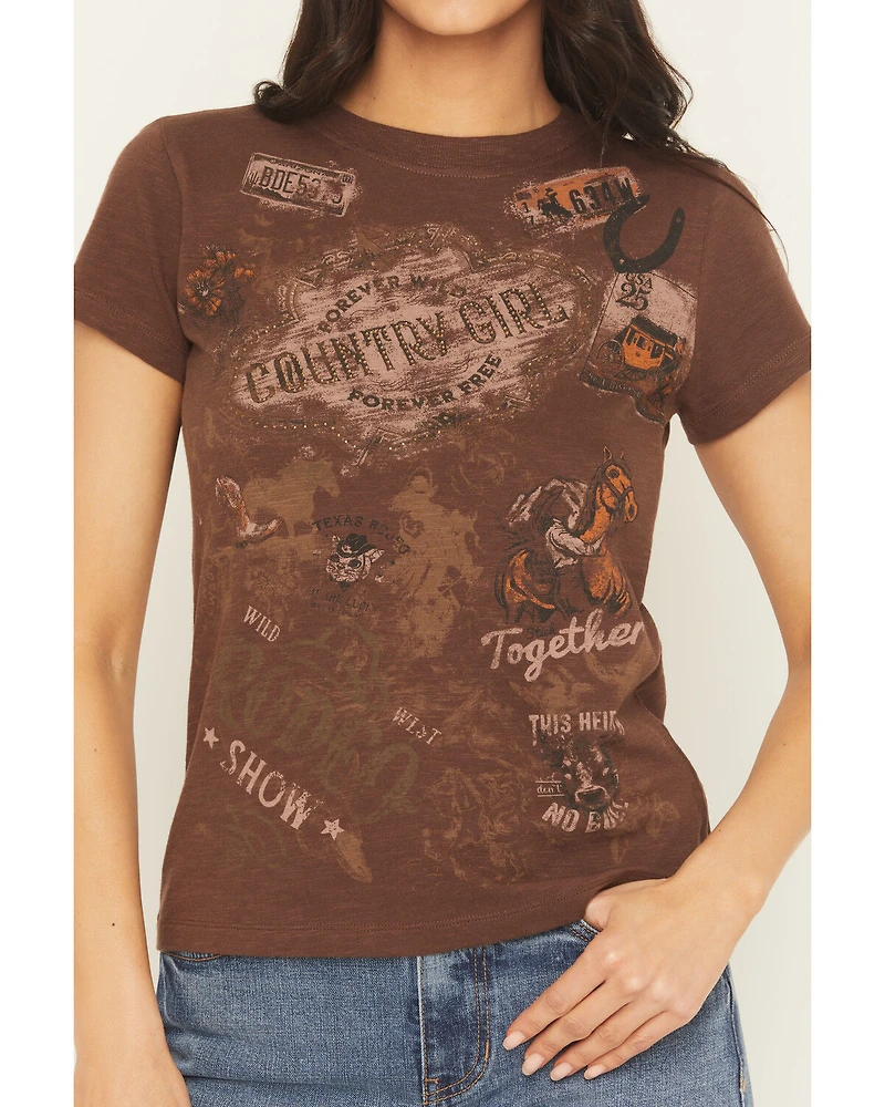 Shyanne Women's Country Girl rhinestone Short Sleeve Graphic Tee
