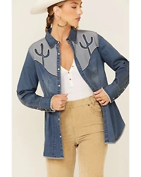 Tasha Polizzi Women's Flara Indigo Cactus Long Sleeve Shirt