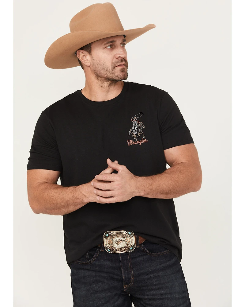Wrangler Men's Neon Roping Cowboy Logo Short Sleeve Graphic T-Shirt