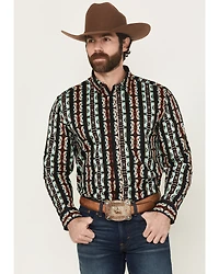RANK 45® Men's Fargo Southwestern Striped Long Sleeve Button-Down Stretch Western Shirt