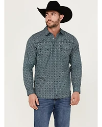 Moonshine Spirit Men's Old Fashioned Medallion Print Long Sleeve Pearl Snap Western Shirt